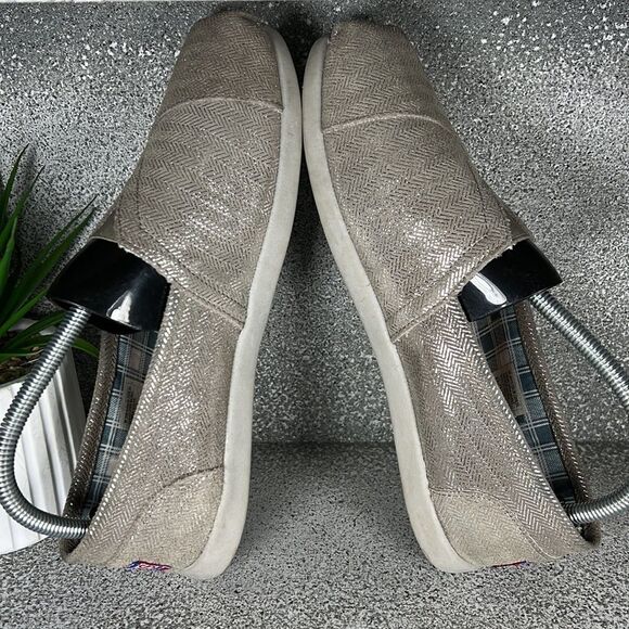 BOBS By Skechers Leather Metallic Slip On Shoes Flats Loafers Size 8.5 Boho - Picture 6 of 9